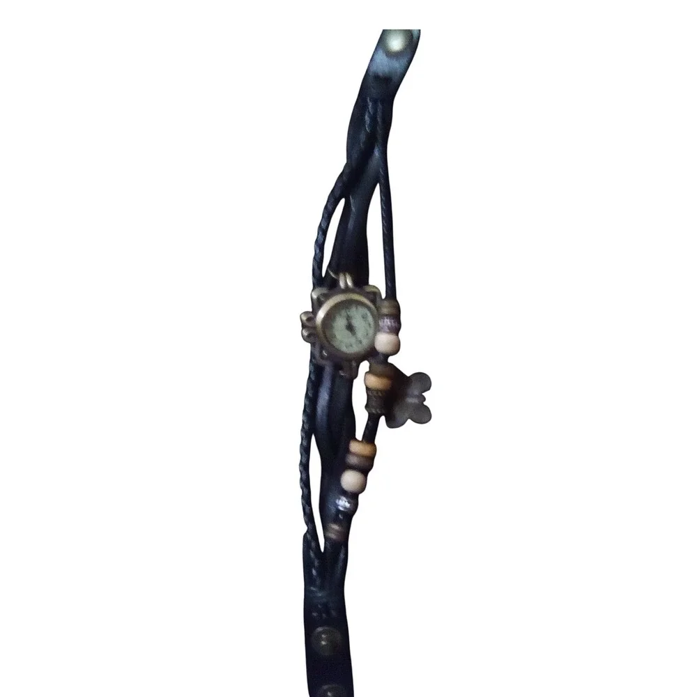 Viger Bracelet Women's Watch, Butterfly Charm Faux Leather Beads Boho Quartz